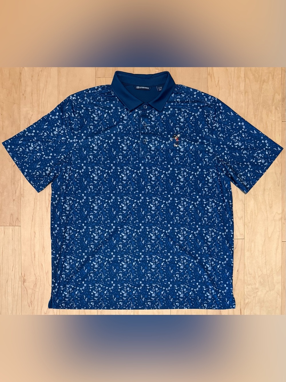 Walt Disney World Mickey Mouse Logo Performance Golf Polo Blue AOP Men’s XL